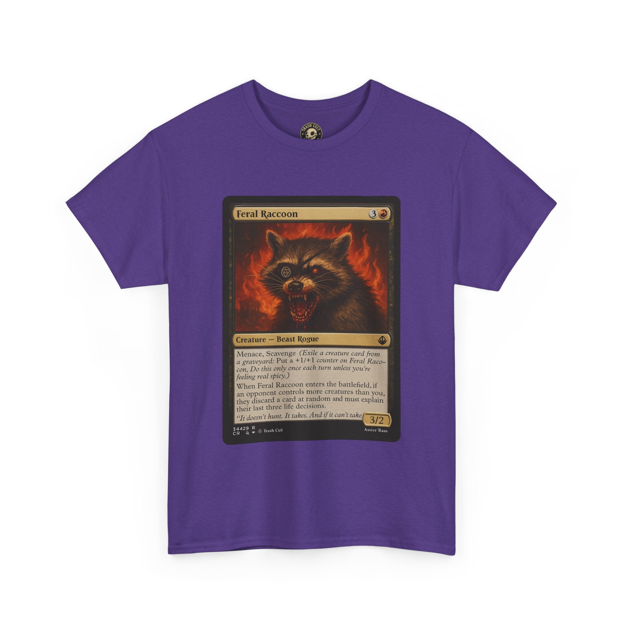 Feral Raccoon Magic Card Shirt – MTG-Inspired Beast Rogue Tee, Trash Cult Creature Card, Gildan 5000 Unisex T-Shirt