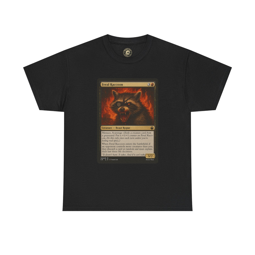 Feral Raccoon Magic Card Shirt – MTG-Inspired Beast Rogue Tee, Trash Cult Creature Card, Gildan 5000 Unisex T-Shirt